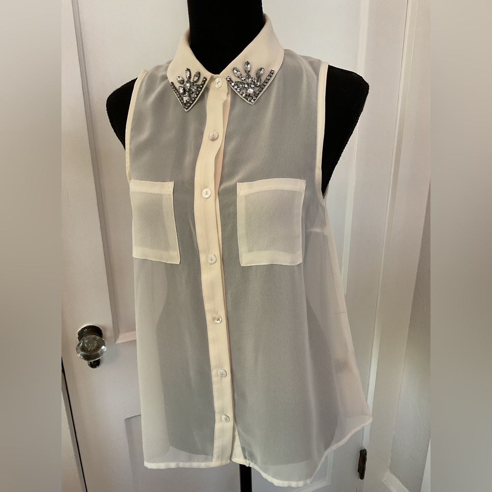 Sheer western inspired rhinestone top